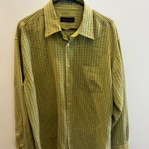 Bugatchi Green Checkered Men's Shirt
